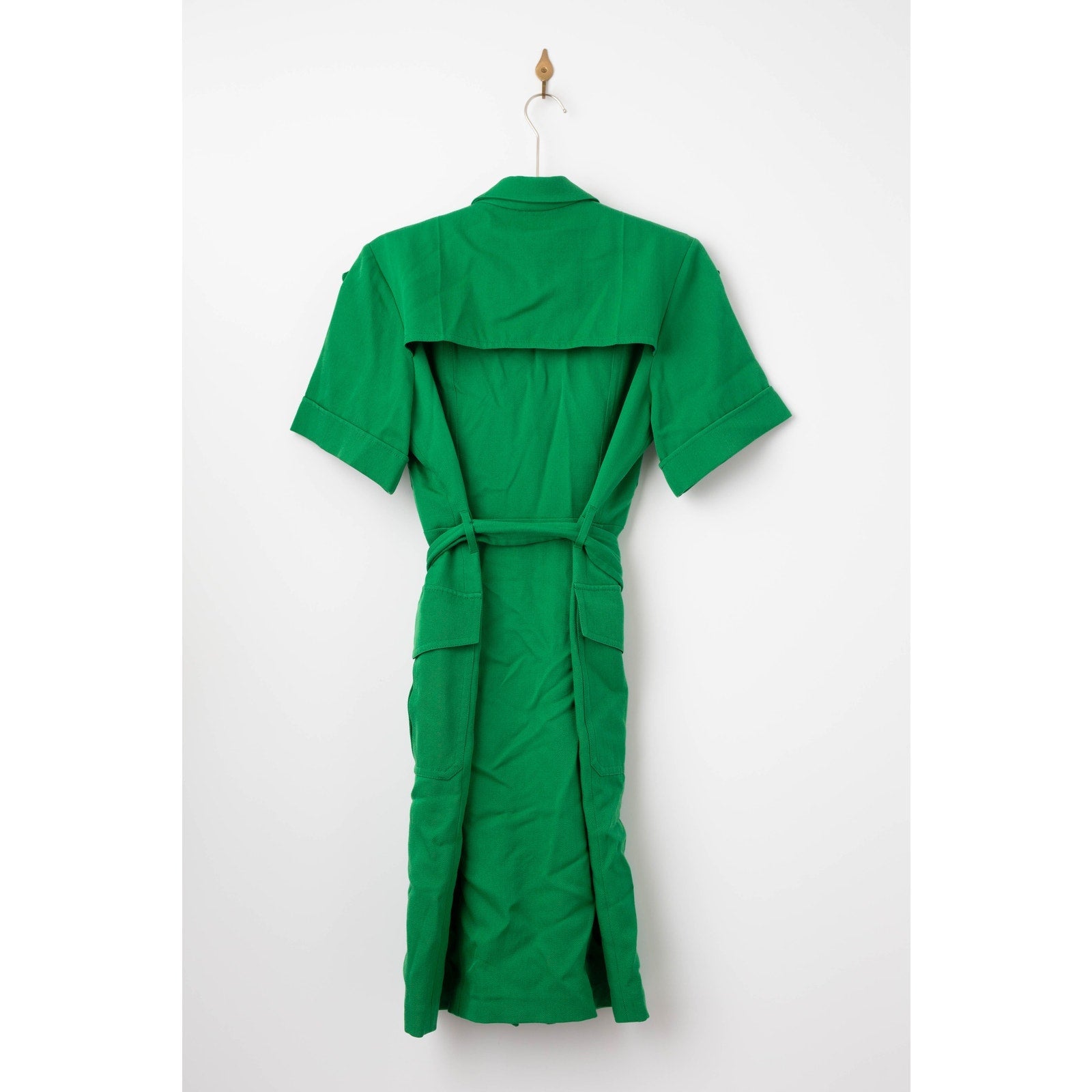 Victoria Beckham Belted Wool - gabardine Shirt Dress In Green - Wind & Song