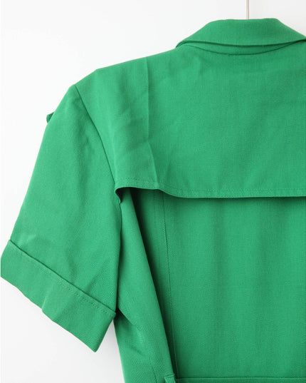 Victoria Beckham Belted Wool - gabardine Shirt Dress In Green - Wind & Song