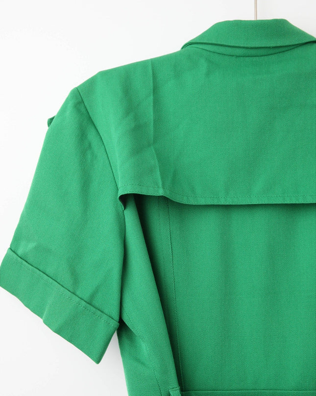 Victoria Beckham Belted Wool - gabardine Shirt Dress In Green - Wind & Song