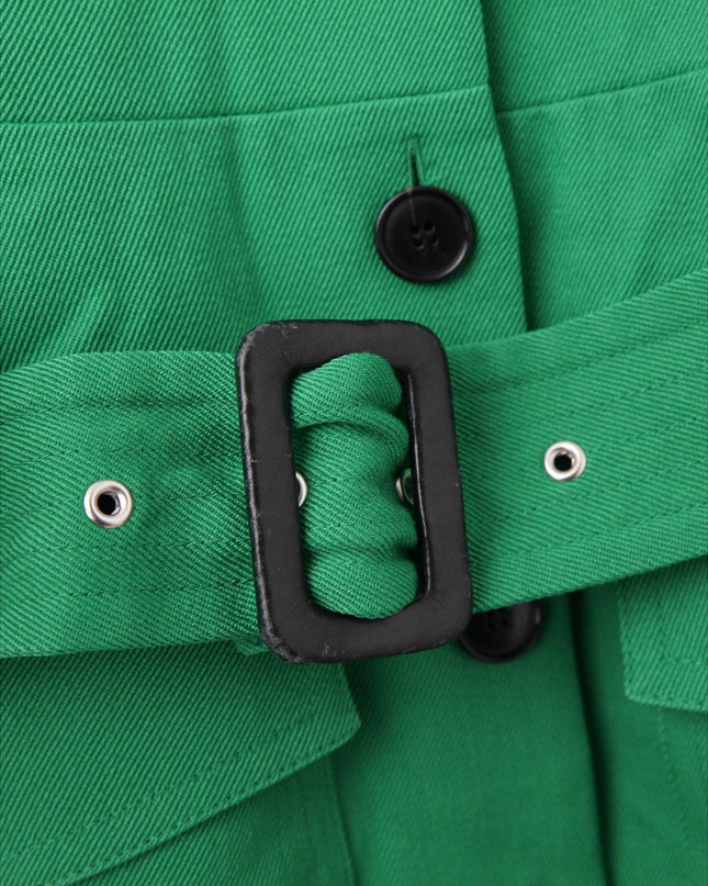 Victoria Beckham Belted Wool - gabardine Shirt Dress In Green - Wind & Song