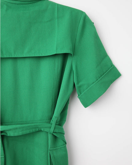 Victoria Beckham Belted Wool - gabardine Shirt Dress In Green - Wind & Song