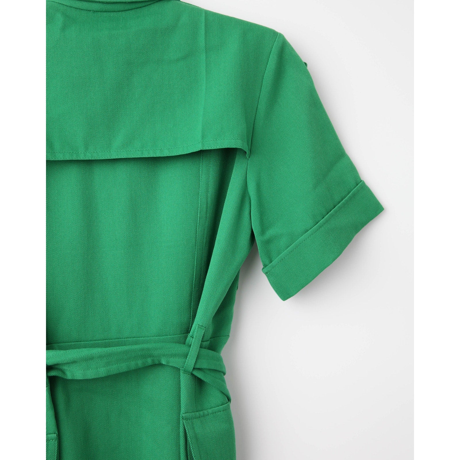 Victoria Beckham Belted Wool - gabardine Shirt Dress In Green - Wind & Song