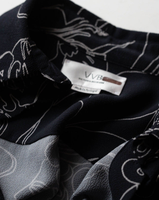 Victoria Victoria Beckham Blue Printed Collared Dress - Wind & Song