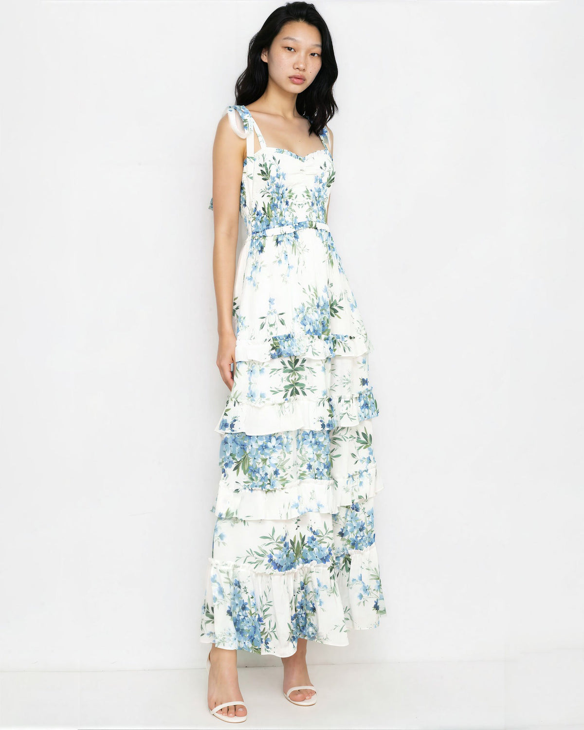 Yumi Kim Light Blue Floral Tiered Maxi Dress – Size US S - Wind & Song