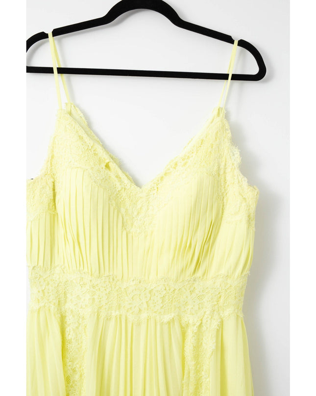 Zac Posen Chiffon Lace Gown in Yellow - Pre - owned - Size 12 - Wind & Song