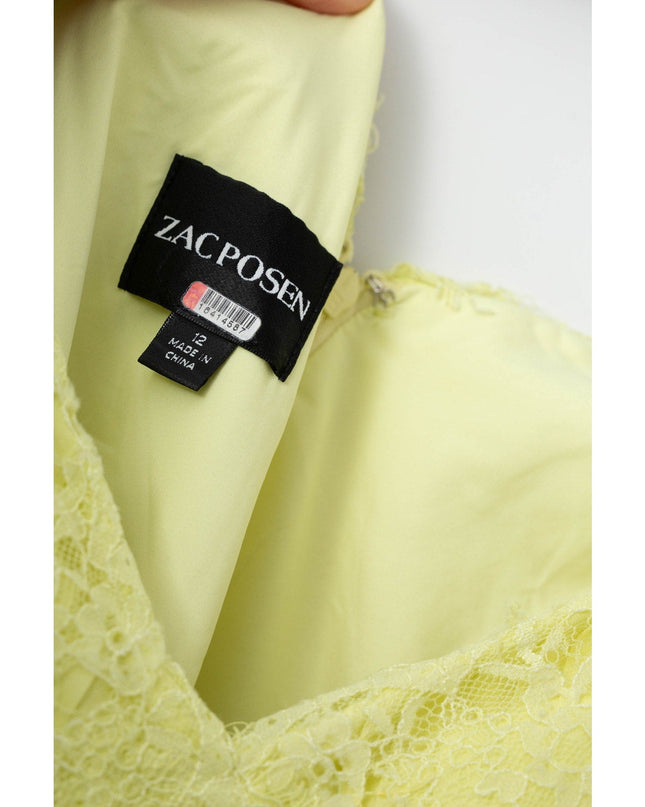 Zac Posen Chiffon Lace Gown in Yellow - Pre - owned - Size 12 - Wind & Song