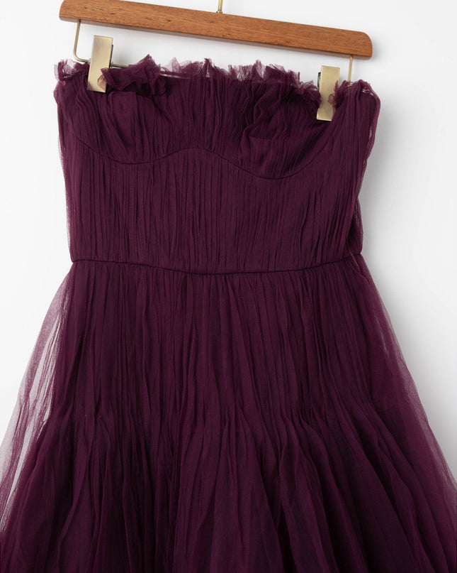 Zac Posen Strapless Pleated Tulle Couture Gown – Purple – Size 2 - Wind & Song