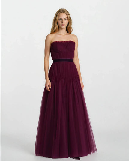 Zac Posen Strapless Pleated Tulle Couture Gown – Purple – Size 2 - Wind & Song
