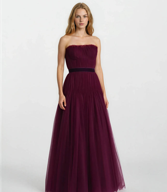 Zac Posen Strapless Pleated Tulle Couture Gown – Purple – Size 2 - Wind & Song