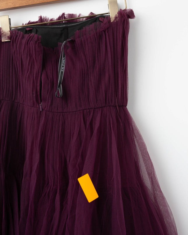 Zac Posen Strapless Pleated Tulle Couture Gown – Purple – Size 2 - Wind & Song