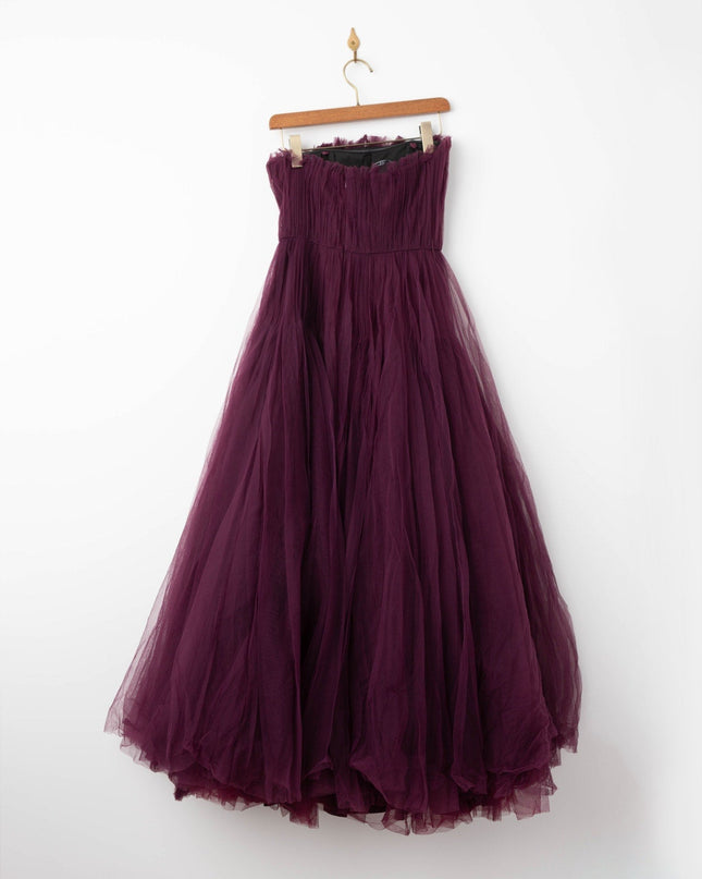 Zac Posen Strapless Pleated Tulle Couture Gown – Purple – Size 2 - Wind & Song